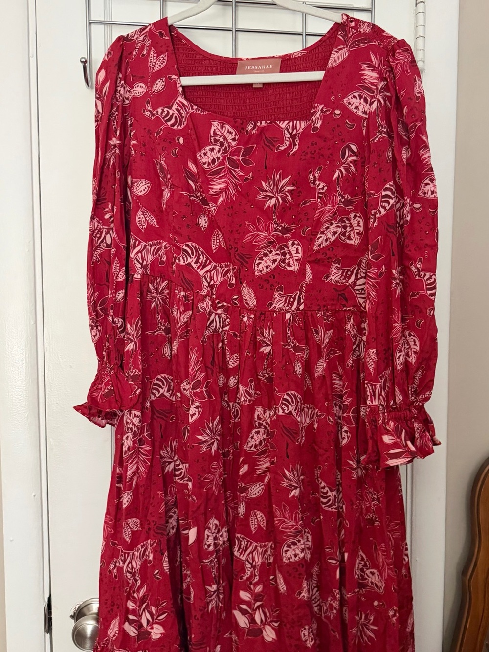 JessaKae Crimson Floral Tiered Maxi Dress
